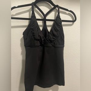 Lulumelon black bra tank top with chest ruffled